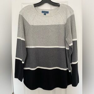 Karen Scott black, gray, and white sweater. Excellent condition! Size medium.